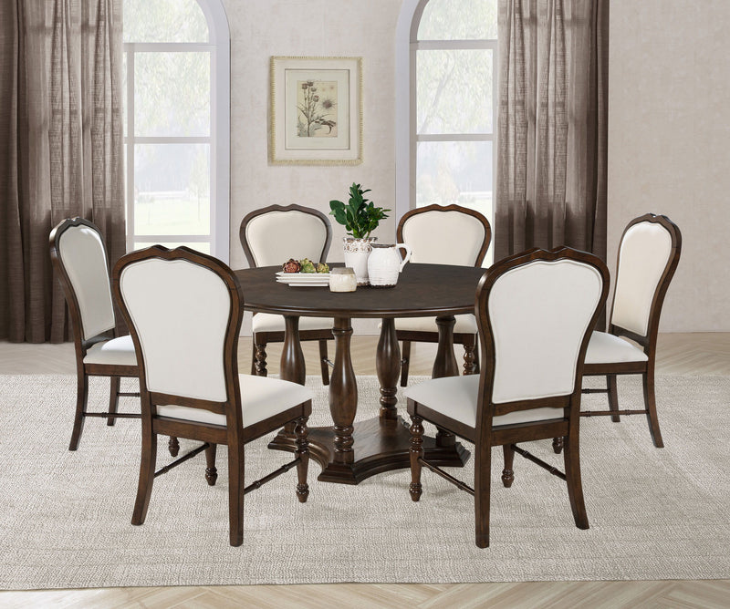 Landon - Round Wood Pedestal Dining Table - Rich Brown