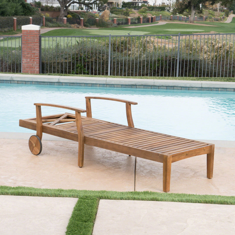 Perla - Chaise Lounge With Wheels And Customizable Cushion Options - Teak