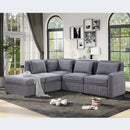 Modular Corduroy Sectional Sofa, Convertible L Shaped Couch Sofa with Storage,  5 Seat Sofa Couch for Living Room, Dark Gray