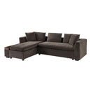 Modern L Shaped Sectional Sofa With Chenille Upholstery And Wooden Storage