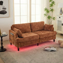 Chenille 2 Seater Sofa With LED Light, USB Charging Port, And Storage Bag