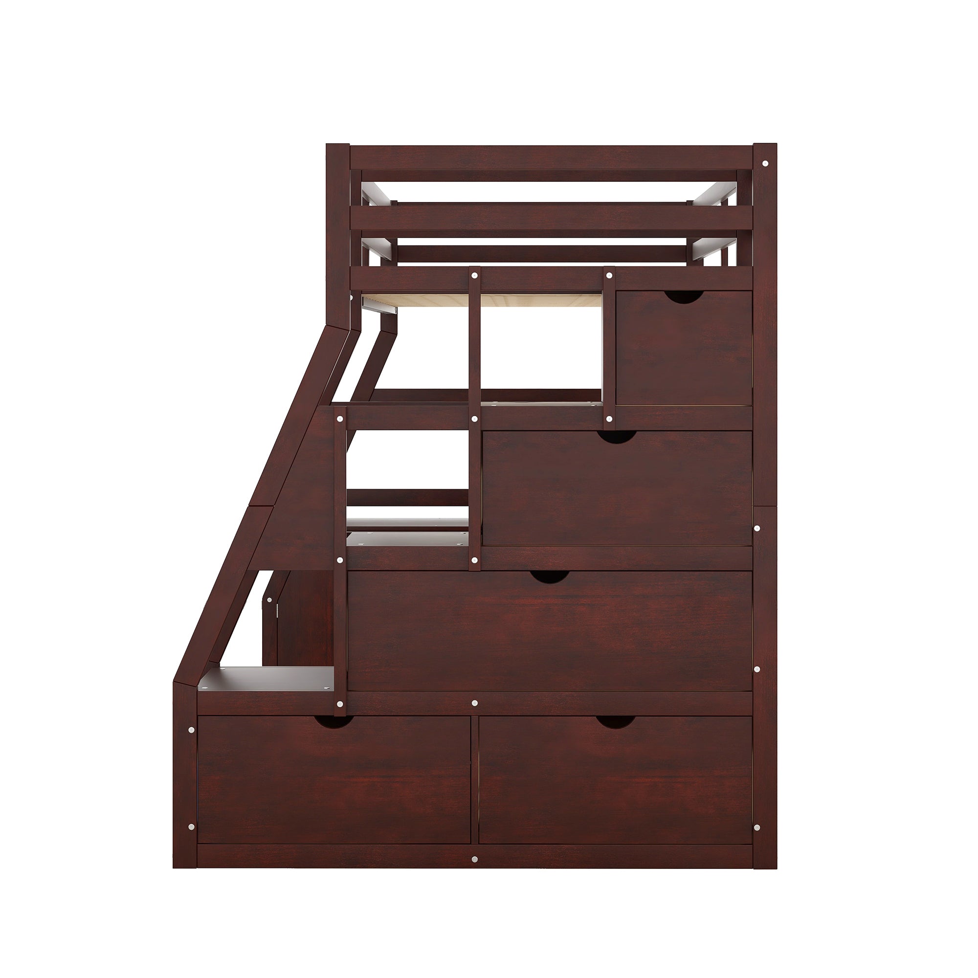 Twin Size Loft Bed with 7 Drawers 2 Shelves and Desk - Espresso - Atlantic Fine Furniture Melbourne FL