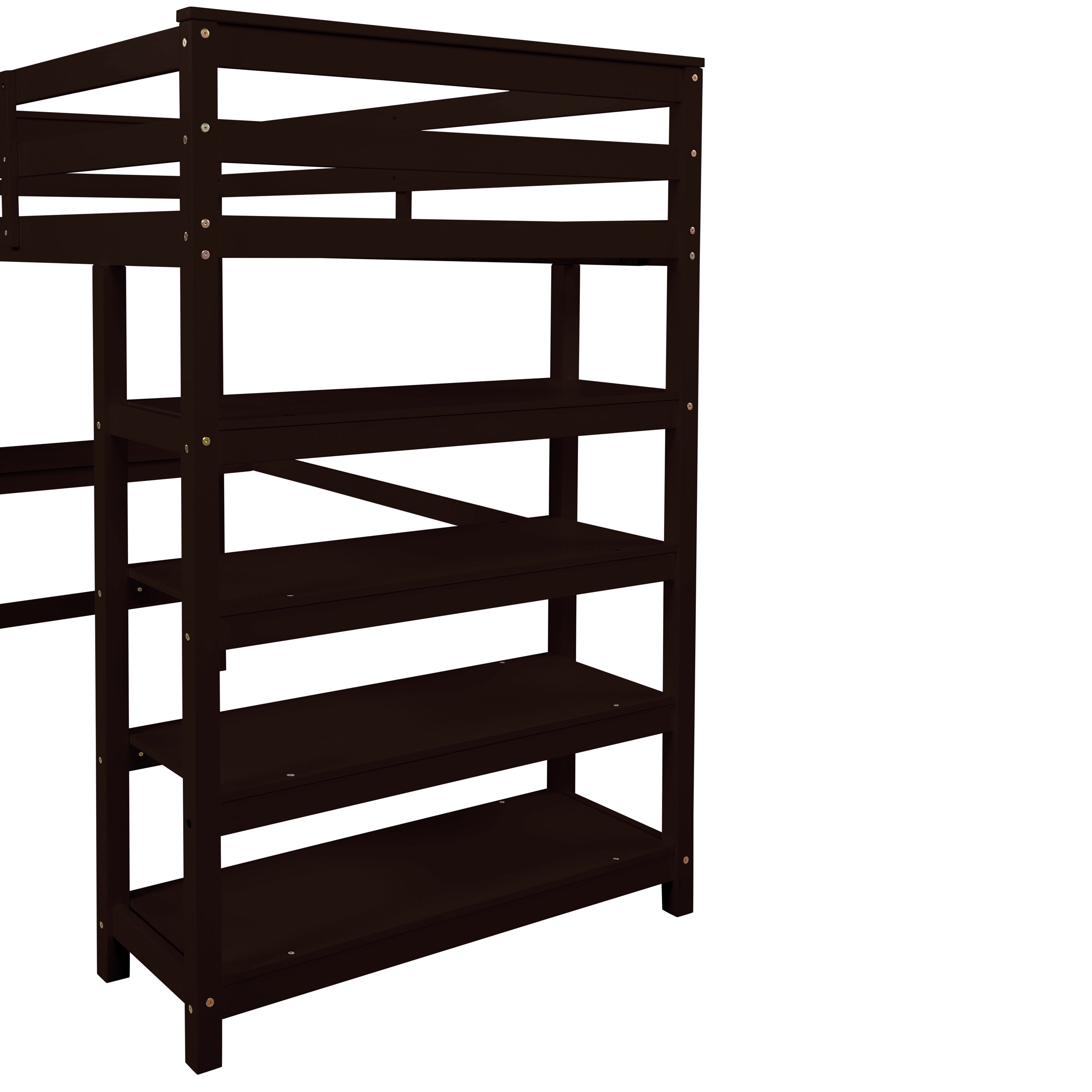 Twin Loft Bed with desk,ladder,shelves , Espresso - Atlantic Fine Furniture Melbourne FL