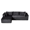 Compression Sectional Couch With Comfy Chaise, Boneless L Shape Sofa With Deep Seat