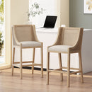 Celestiality - Upholstered Barstool With Cane Webbing Backrest (Set of 2)