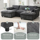 Modular Sectional With Storage Pockets, 5 Seat U Shaped Couch Set With Pillows, Free Combination Modern Cloud Sofa With 2 Movable Ottoman