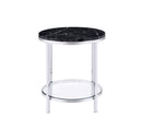 Virlana - Faux Marble Top End Table - Black / Chrome