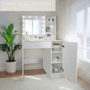 Vanity Desk With Mirror And Adjustable LED Lights, 3 Lighting Modes, Drawer And Storage Cabinet - White