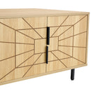 Spider- Web Textured Modern Coffee Table Geometric Art And Practical Design - Natural Wood