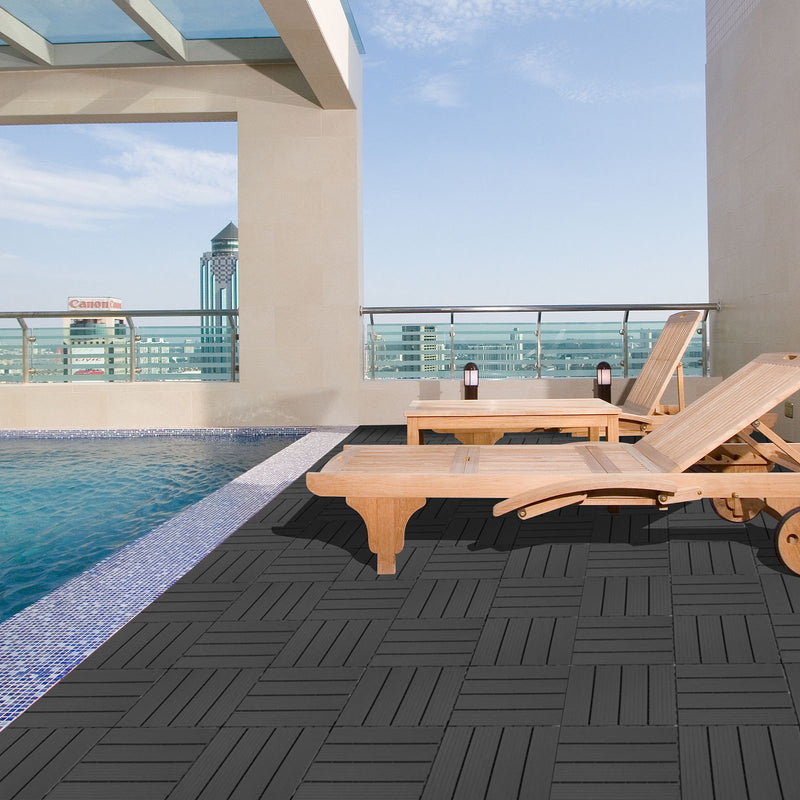 Plastic Interlocking Deck Tiles, Waterproof All Weather Use
