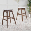 Mid Century Modern Bar Stool Set With Upholstered Seating