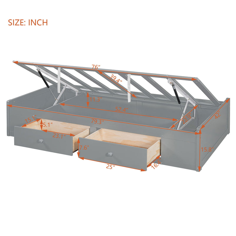 Bunk Bed With Drawers, Wardrobe, Storage Shelves And Hydraulic