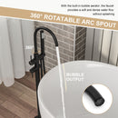 Freestanding Bathtub Faucet Floor Mount Tub Filler With Swivel Gooseneck Spout And Cylinder Handheld