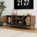 Mid Century Modern TV Stand Entertainment Center With Storage - Walnut