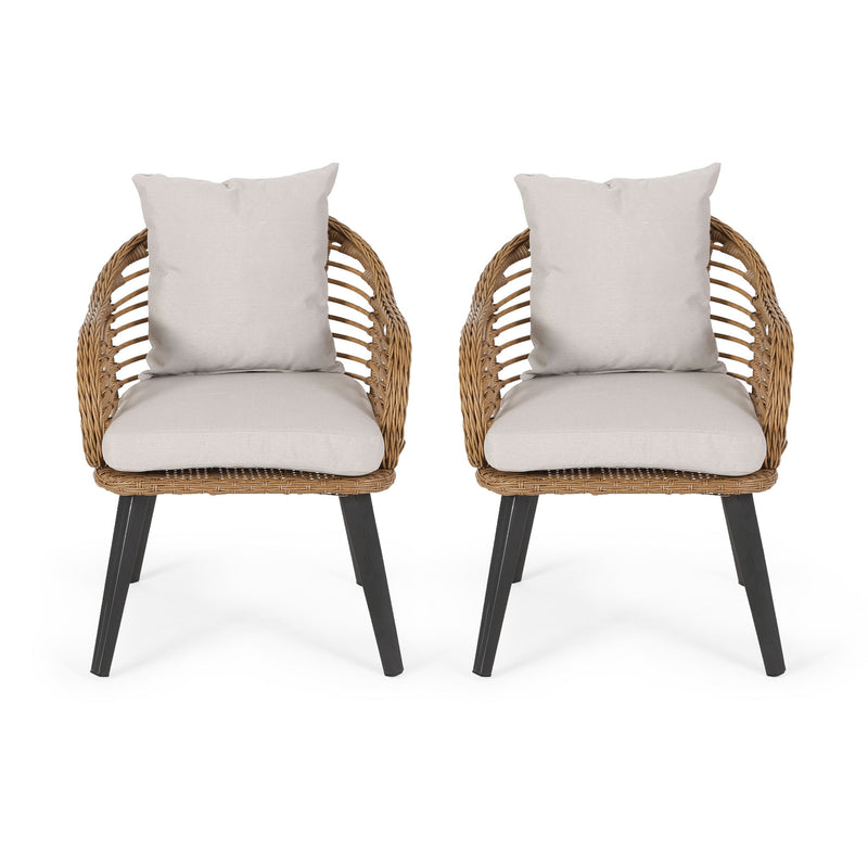Outdoor Accent Chair With Aluminum Frame And Rattan Seating