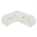Contemporary L Shaped Convertible Sofa Bed With Pull Out Bed, Cup Holders, And Storage