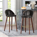 Contemporary Channel Stitch Counter Height Barstools (Set of 2) - Black / Espresso