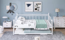 Full Size Metal Daybed with Twin Size Adjustable Trundle, Portable Folding Trundle, White(OLD SKU:MF293736AAK)