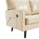 Mid Century Modern Loveseat Sofa With USB Ports, Removable Pillow Cover