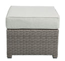 Salena - All Weather Wicker Patio Sofa & Ottoman With 2 Toss Pillows - Beige / Gray