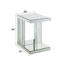 Nysa - 24" Accent Table - Mirrored & Faux Crystals Inlay