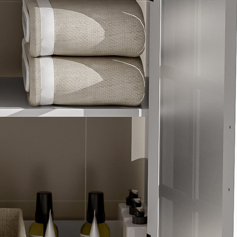 Modern Bathroom Vanity With Ceramic Sink, Tempered Blurred Glass Doors
