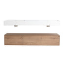 Contemporary Wall Mounted Bathroom Vanity With Dual Resin Sink And Soft Close Drawer