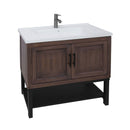 Modern Freestanding Bathroom Vanity With Ceramic Sink, Hot And Cold Faucet, Storage Cabinet & Open Shelf