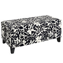 Luxury Storage Ottoman With Floral Patterned Fabric, Soft-Close Hinges, Multi Functional