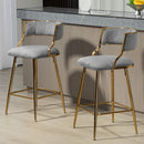 Counter Height Bar Stools With Powder Coating Base And Footrest (Set of 2) - Beige