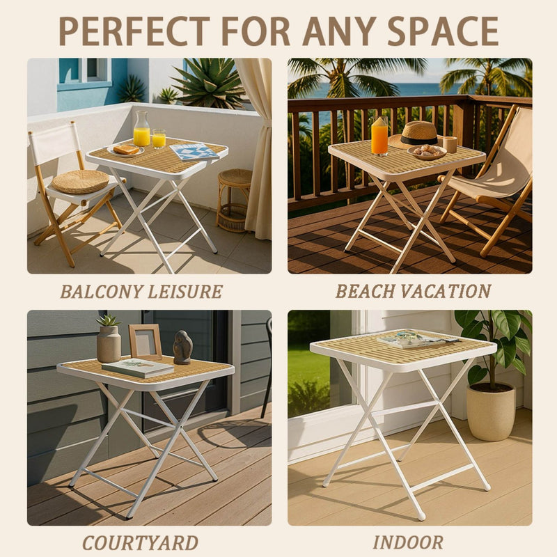 4 Piece Set Of Modern Color Block Designed Single Chairs With Folding Square Table