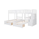 Multifunctional Triple Bunk Bed With Drawers And Guardrails
