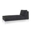 Fabric Upholstered Chaise Lounge With Iron Bracket Legs - Gray
