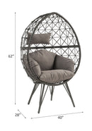 Aeven - Patio Lounge Chair - Light Gray Fabric & Black Wicker - Atlantic Fine Furniture Inc