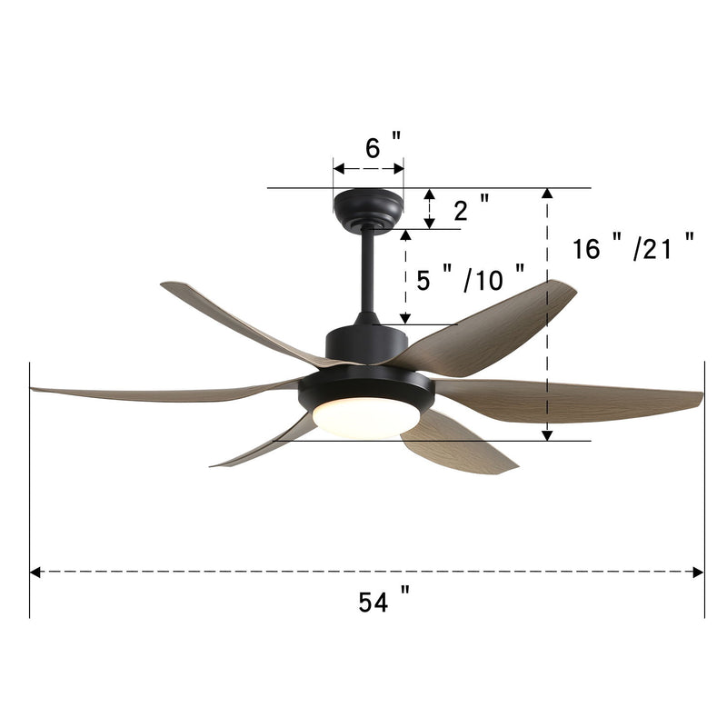 Indoor Ceiling Fan With Dimmable Led Light ABS Blades Remote Control Reversible Dc Motor For Living Room - Black