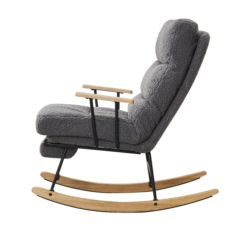 Modern Teddy Gliding Rocking Chair With High Back, Retractable Footrest, And Adjustable Back Angle For Nursery, Living Room, And Bedroom