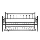 Twin Size Metal Daybed with Pull Out Trundle, Modern 2 in 1 Sofa Bed Frame for Kids Teens Adults,Single Daybed Sofa Bed Frame for Bedroom Living Room Guest Room,No Box Spring Needed