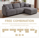 Modern Minimalist Corduroy Combination Sofa With 2 Comfort Cushions With USB & C Charging Ports