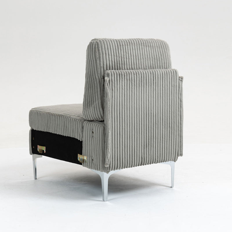 Single Couch Modular Armless Accent Chair With Back Cushion