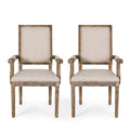 French Country Style Upholstered Dining Chair With Square Backrest