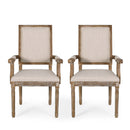 French Country Style Upholstered Dining Chair With Square Backrest