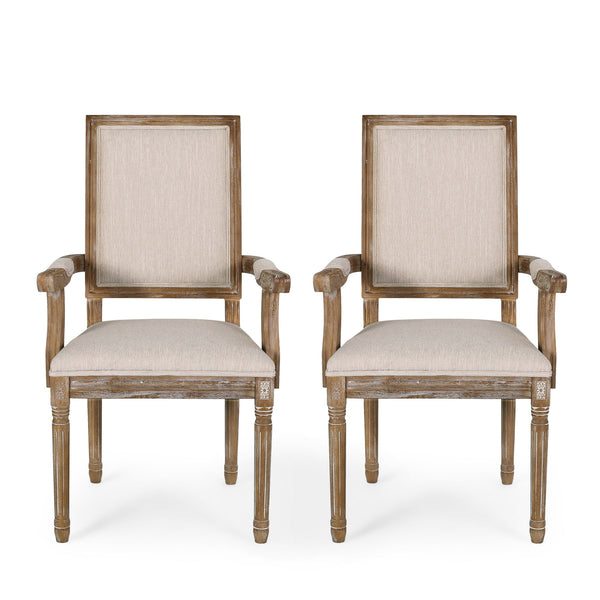 French Country Style Upholstered Dining Chair With Square Backrest