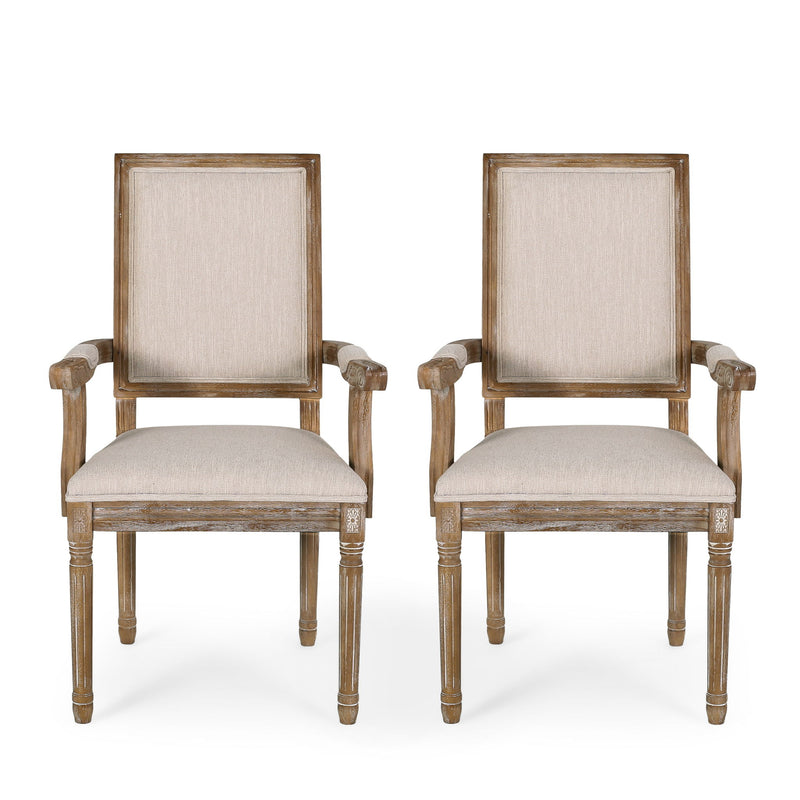 French Country Style Upholstered Dining Chair With Square Backrest