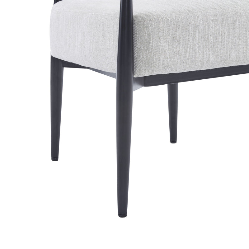 Mid Century Modern Upholstered Accent Armchair With Tapered Legs - Beige / Black / Gold