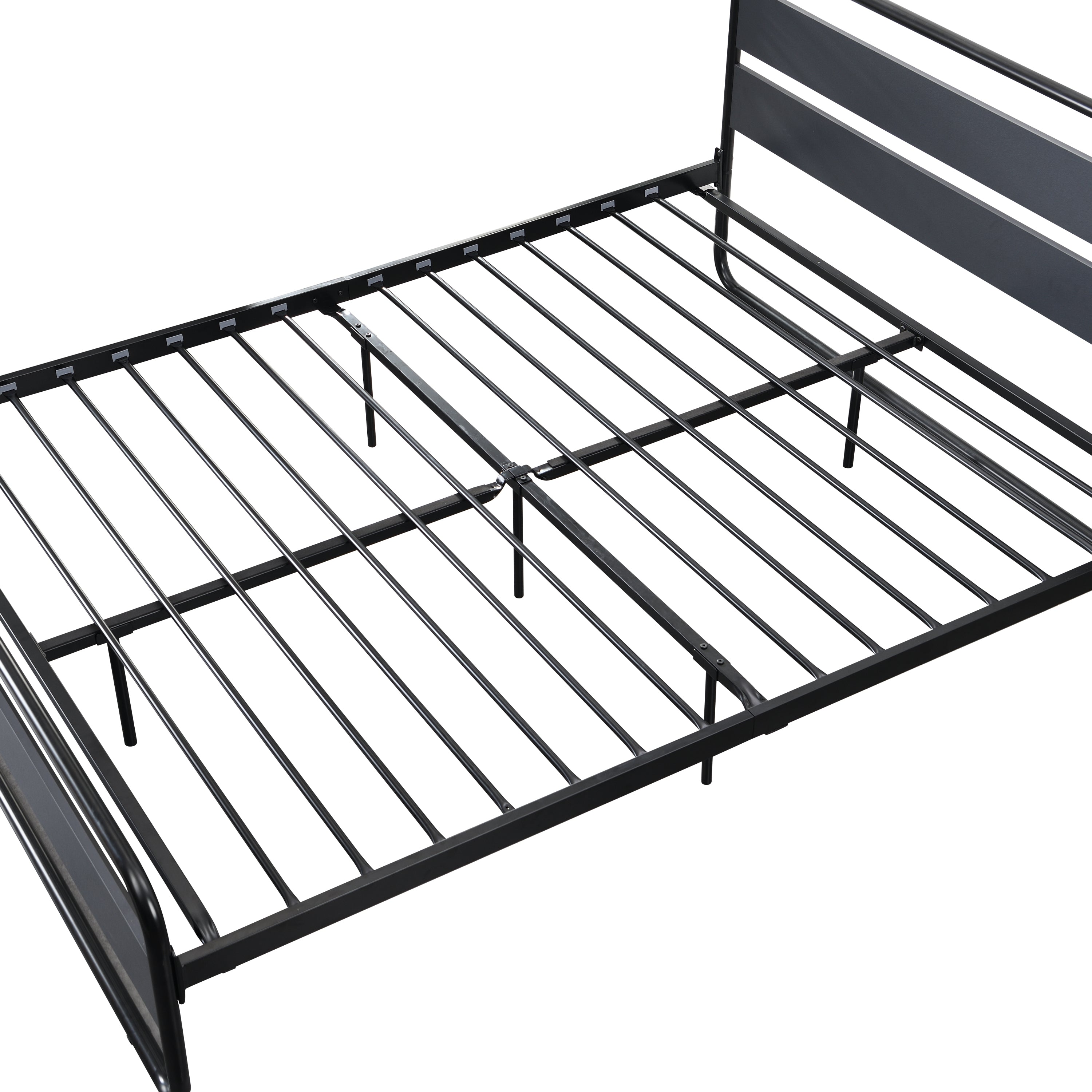 Industrial Platform Queen Bed Frame/Mattress Foundation with Rustic Headboard and Footboard, Strong Steel Slat Support, No Box Spring Needed, Noise Free, Easy Assembly - Atlantic Fine Furniture Melbourne FL