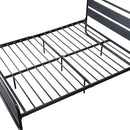 Industrial Platform Queen Bed Frame/Mattress Foundation with Rustic Headboard and Footboard, Strong Steel Slat Support, No Box Spring Needed, Noise Free, Easy Assembly