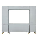 House Marchese - Entertainment Center - Gold Trim & Pearl Gray