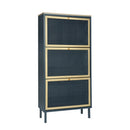 Modern Rattan 3 Door Shoe Rack Cabinet For Entryway