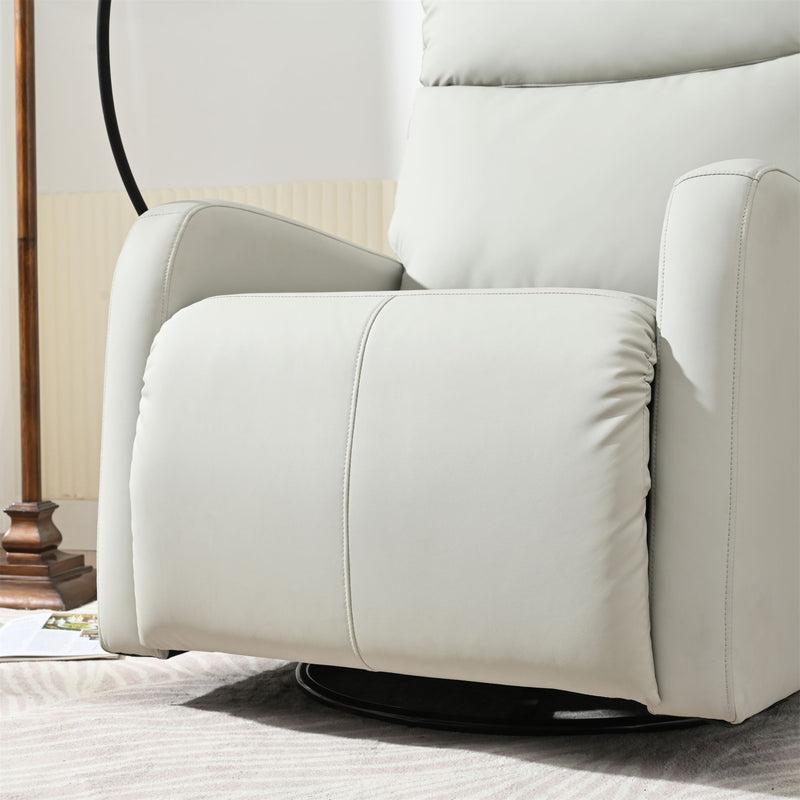 Rocking Recliner Chair, 360 Degree Swivel Nursery Rocking Chair, Glider Chair, Modern Small Rocking Swivel Recliner Chair For Bedroom, Living Room Chair Home Theater Seat, Phone Holder - Light Gray