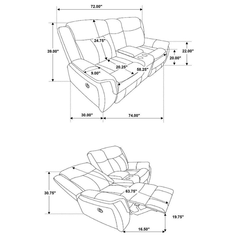 Lawrence - Upholstered Padded Arm Reclining Loveseat - Charcoal